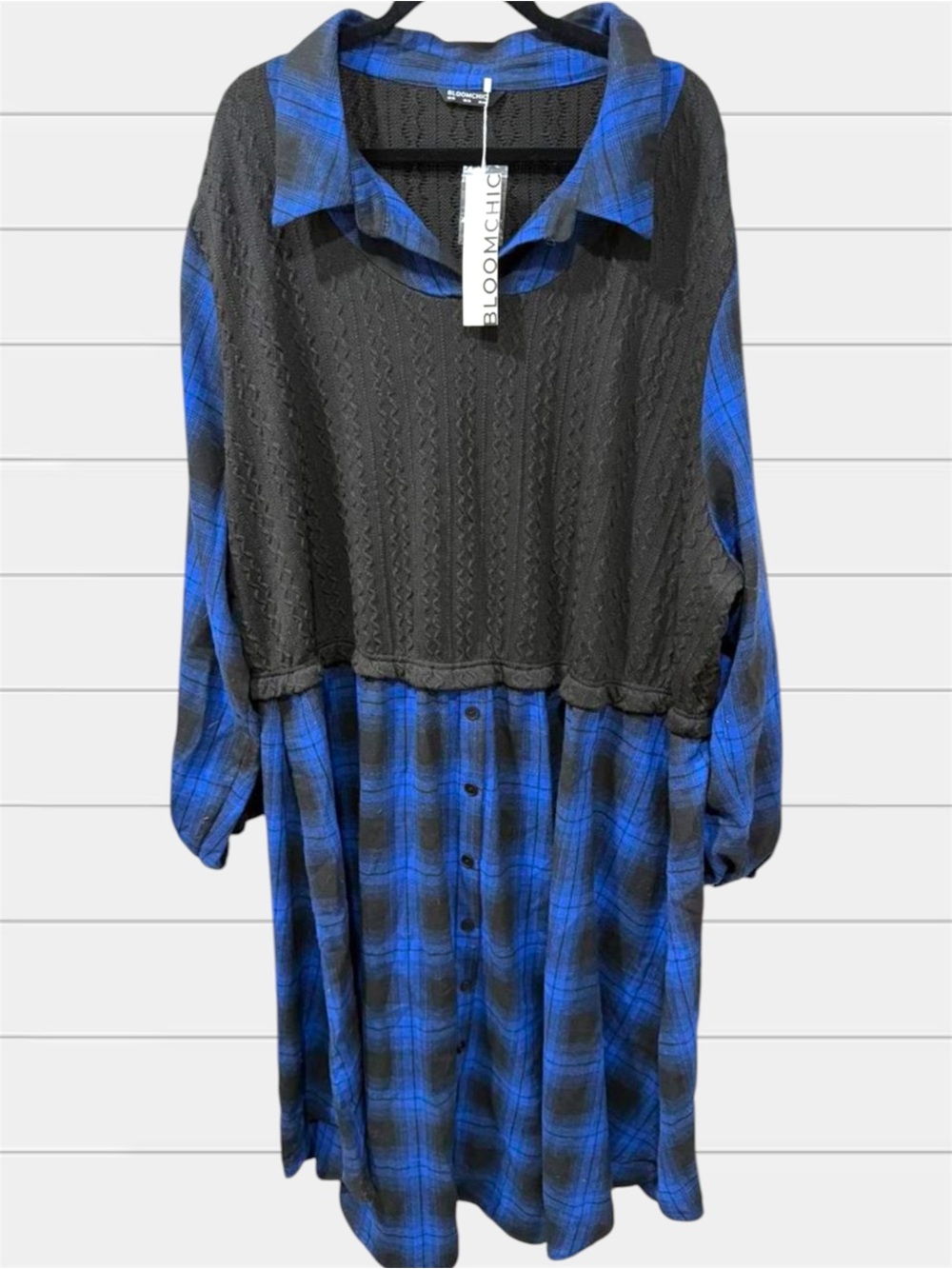 BloomChic Black and Blue Checkered Dress